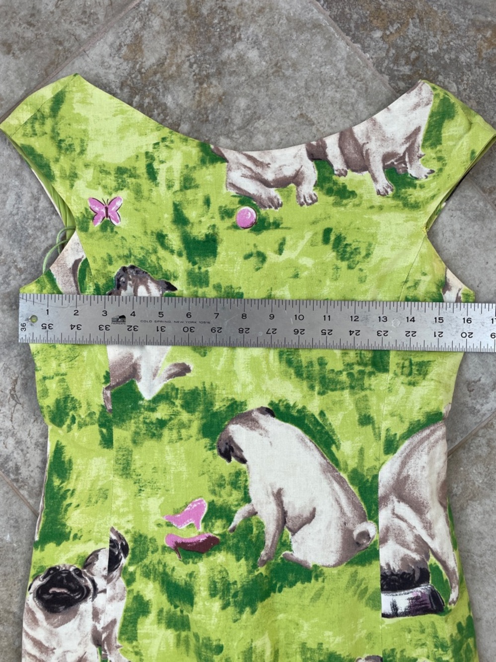 Vintage Moschino Lime Green Linen Pug Signature Lined Dress - Picture 8 of 10
